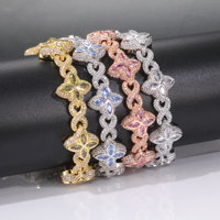 Bracelet tennis zircon trèfle à quatre feuilles haut de gamme style européen-américain, bracelets cubains hip-hop en forme de huit, tendance transfrontalière