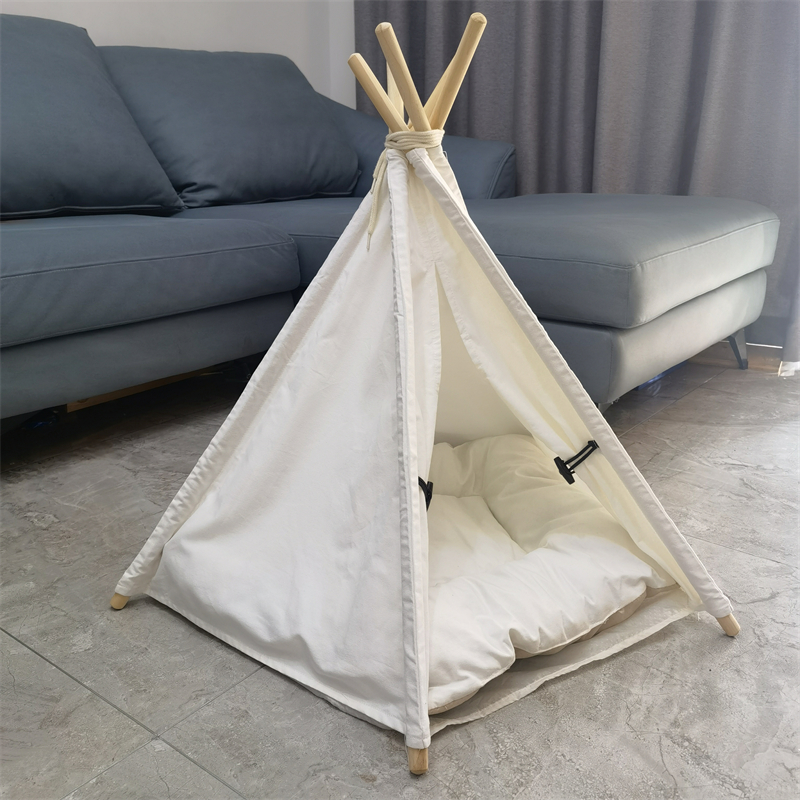 IWAYMAN Portable Pet Tents Pet Teepee with Cushion for Dogs and Cats Puppies House with Bed Pet Tent Bed
