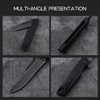 Couteaux pliants Bochen avec lame finition Stone Washed, clip de poche et trou de suspension, couteau de survie EDC pour la chasse