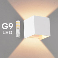 Appliques murales carrées en aluminium, étanches, en verre trempé, noires, ampoules G9 remplaçables, AC 85-265V, LED pour jardin, maison, hôtel, extérieur