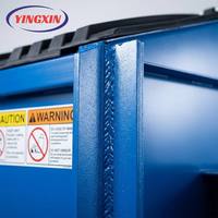 Conteneur de déchets industriel en acier robuste, empilable, bleu, bac à ordures, bac de chantier