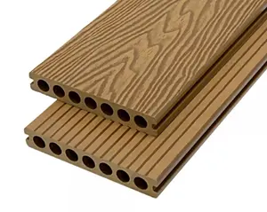 WPC Decking Plancher en bois de teck Plancher en bois composite Bois 3D Grain Plancher de jardin extérieur Pont en relief Plancher en wpc