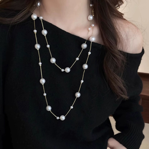 Collier ras du cou à petites perles rondes, chaîne luxueuse ornée de perles. - Product Image 6