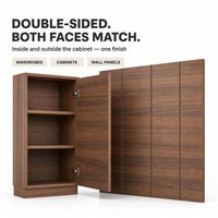 Panneau MDF texturé stratifié en fibre de bois, grain de bois gaufré synchronisé, mélaminé, E0, résistant à l'humidité, pour aménagement moderne sur mesure