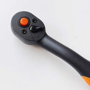 Quick Release <b>Ratchet</b> Wrench 1/4 Inch 72 Tooth Curved <b>Handle</b> Orange Rubber Grip Automotive Repair Tool - Product Image 3