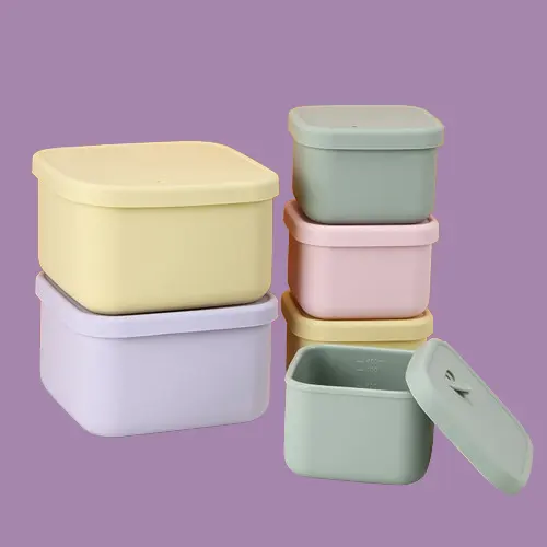 Conteneurs de stockage de nourriture en silicone de grande capacité bento boîte à lunch conteneur de stockage de nourriture en silicone avec couvercles