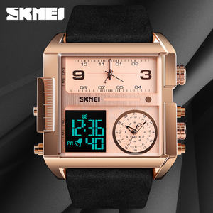 Montre de sport de luxe de haute qualité <span class=keywords><strong>Skmei</strong></span> <span class=keywords><strong>1391</strong></span> grand poignet numérique analogique montre pour hommes en cuir boîtier carré-montres-bracelets en gros - Product Image 2