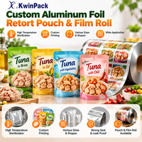 Sacs Mylar personnalisés en rouleau de film d'aluminium pour emballage alimentaire souple, pour riz, curry, soupe, viande, thon, plats préparés