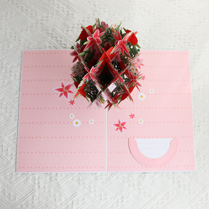 Biglietto d'<span class=keywords><strong>Auguri</strong></span> Pop-up 3D con Bouquet <span class=keywords><strong>di</strong></span> Gigli Colorati, Disponibile in Stock, per Anniversario e Festa della Mamma - Product Image 4