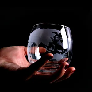 Bản đồ khuôn mẫu stemless rượu vang đỏ thủy tinh Whisky cup nếm đá rum kính 320ml tùy chỉnh vòng Whisky thủy tinh