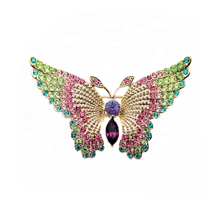Crystal Butterfly Brooches Gold Plated Rhinestone Brooch Vintage For Women Luxury Evening Party Fashion Jewelry