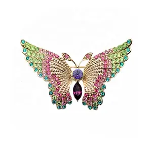 Crystal Butterfly Broches Vergulde Strass Broche Vintage Voor Vrouwen Luxe Avondfeest Mode-sieraden