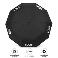 Parapluie droit personnalisé imprimé, ouverture et fermeture automatiques, poignée incurvée en cuir PU, cadre en alliage renforcé, 23 pouces, 10 baleines