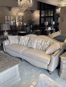 American Style Luxury Fabric <b>Sofa</b>, Modern Simple Solid Wood Carving <b>Sofa</b>,French Villa Style Living Room Customized Furniture - Product Image 4