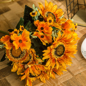 M. Fleur artificielle tournesol 50 cm en soie, style rétro, décoration maison, accessoires de mariage - Product Image 1