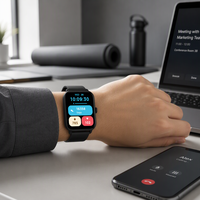 Montre connectée à écran carré, moniteur d'oxygène sanguin, moniteur de fréquence cardiaque, moniteur de sommeil, appels Bluetooth, contrôle de la caméra à distance, équipement de fitness portable