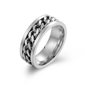 Retro men's hip-hop style domineering bottle-opening <b>chain</b> <b>titanium</b> steel ring, unique and fashionable punk jewelry, wholesale f - Product Image 5