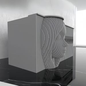 Mostrador de Recepción de Madera Maciza Pequeño con Textura Personalizada <span class=keywords><strong>para</strong></span> Hotel y Clínica Dental, Mueble Comercial Moderno y Elegante - Product Image 3