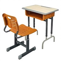 Ensemble bureau et chaise pour étudiant réglable en hauteur avec tiroir de rangement orange pour l'étude à domicile et l'école primaire