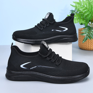 Men's Casual Shoes Flying Woven Design with Breathable Polyurethane Mesh Lightweight Spring <b>Sneakers</b> EVA Insole - Product Image 4