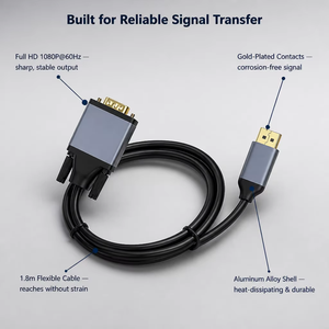<span class=keywords><strong>Cable</strong></span> DP a VGA 1080P, Adaptador DP a VGA, Convertidor de Video Macho a Macho Chapado en Oro para Laptop, PC, Monitor, Proyector - Product Image 2