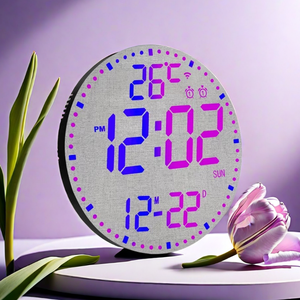 Orologio da Parete Digitale Moderno con LED RGB Luminoso, Timer <span class=keywords><strong>Elettronico</strong></span>, Sveglia, Memoria Oraria, Controllo WiFi e APP - Product Image 5