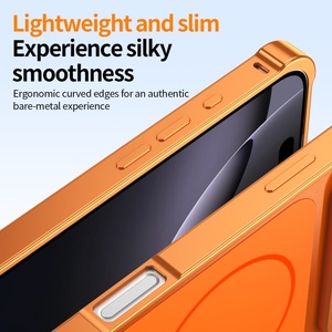 Coque de téléphone magnétique en métal aluminium mat antichoc avec film de protection d'objectif en verre pour <span class=keywords><strong>iPhone</strong></span> 17 13 14 15 16 Pro Max – Vente en gros - Product Image 5
