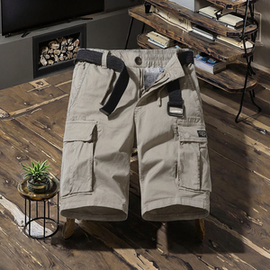 กางเกงขาสั้นคาร์โก้ผู้ชายแบบสวมใส่สบาย ผ้าถัก ซิปหน้า เอวกลาง ยางยืด ระบายอากาศได้ดี ผ้าฝ้าย ความยาวคลุมเข่า ทรงหลวม มีกระเป๋าหลายช่อง ขายส่ง - Product Image 3