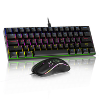 Clavier et souris de jeu filaire 60% à disposition personnalisée, rétro-éclairé par LED, anti-ghosting, mini clavier et souris mécaniques à interrupteur rouge