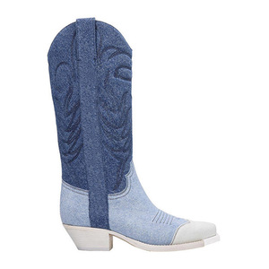 Stivali Western Cowgirl Cowboy stivali alti al ginocchio stivali di marca famosi da <span class=keywords><strong>donna</strong></span> di design <span class=keywords><strong>blu</strong></span> di alta qualità - Product Image 2
