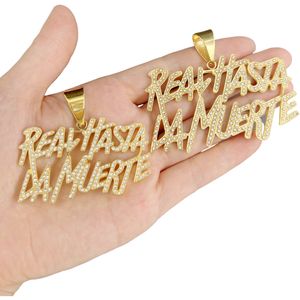 Pendentif glacé en acier inoxydable de haute qualité à la mode Offre Spéciale zircon en or 18 carats en amérique latine "Hasta La Muerte" Real Hasta La Muerte - Product Image 2
