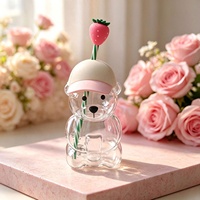 Mug en verre borosilicate 3D motif ours mignon, tasse créative en forme d'animal avec paille pour café, jus, lait, cadeau pour la maison ou le bureau