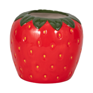 Pot de fleurs décoratif en céramique en forme de fraise pour l'intérieur, l'extérieur et la présentation en jardin - Product Image 3