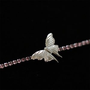 High Quality Jewelry Gold Plated Stainless Steel <b>Bracelet</b> <b>Crystal</b> Link Chain Butterfly Charm Zircon Tennis Chain <b>Bracelet</b> - Product Image 5