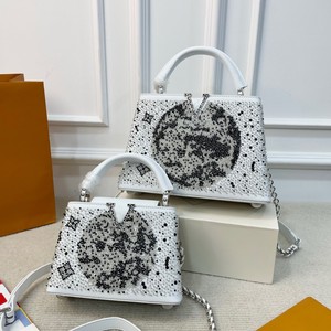 European American Style Rhinestone <b>Beaded</b> Handbag Black White Horizontal Square Magnetic Buckle Shoulder Bag For Everyday Use - Product Image 2