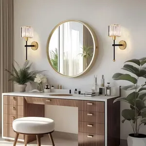 Appliques murales à piles non câblées Fixation en verre LED sans fil Télécommande Aucun fil requis Abat-jour en cristal Applique <span class=keywords><strong>murale</strong></span> - Product Image 4