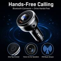 Transmisor FM Bluetooth para Auto con Reproductor MP3, Doble Puerto USB, Llamadas Manos Libres y Carga para Vehículos Samsung Android