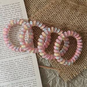 Stile coreano dolce ragazza cravatta per capelli e coda di cavallo corda Versatile rosa arcobaleno cavo del telefono per i bambini per la primavera - Product Image 4