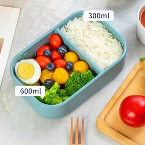 Lonchera de Silicona para el Hogar, Contenedor de Almacenamiento de Alimentos con 2 Compartimentos, Lonchera Bento de Silicona de Grado Alimenticio con Tapa - Product Image 3