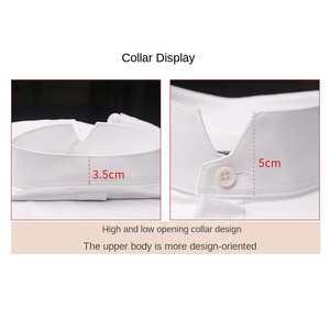 Camisa Casual Blanca de Alta Gama para Hombre, Manga Larga, con Cuello Alto Elástico, Tejido Liso Teñido, Transpirable, para Primavera - Product Image 5