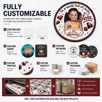 Sous-verres en papier personnalisés imprimés en gros, sous-verres ronds jetables, sous-verres promotionnels personnalisés avec photo et logo pour bar et événements