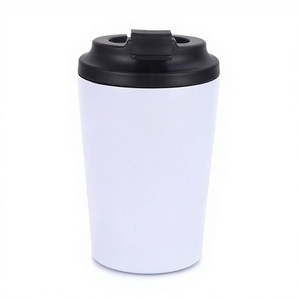 Gobelet en acier inoxydable à double paroi isolé recyclable de 12 oz Tasse à café de voyage réutilisable avec couvercle anti-fuite pour le camping Tasses de 12 oz - Product Image 1