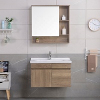 Ensemble de meuble-lavabo de salle de bain moderne avec vasque en céramique et miroir mural de conception rectangulaire