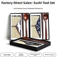 Ensemble de sushi traditionnel chinois Anji Newell, boîte-cadeau en bambou, baguettes polies à la main, logo personnalisé, cadeau d'affaires