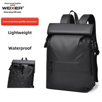 Sac à dos pour ordinateur portable en PU imperméable grande capacité haut de gamme pour hommes, style simple, sac d'école pour étudiants, idéal pour les trajets quotidiens et les affaires