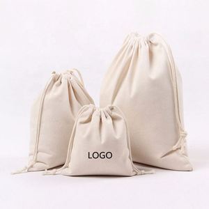Custom Organic <b>Small</b> White Muslin Dust Linen Canvas <b>Draw</b> String Bags Cotton Drawstring Bag Pouch with logo - Product Image 2