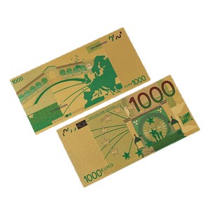 Billet de banque commémoratif plaqué or 24 carats de 1000 <span class=keywords><strong>euros</strong></span>, non destiné à la circulation, cadeau de collection - Product Image 1