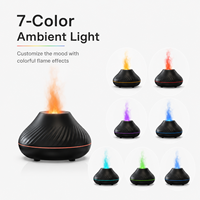 Nouveau diffuseur d'arômes en pierre de sel à flamme 3D simulée 130 ml, humidificateur d'aromathérapie LED coloré pour la maison