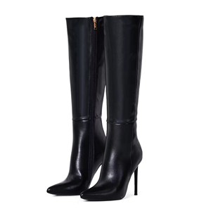 <span class=keywords><strong>Stivali</strong></span> <span class=keywords><strong>Alti</strong></span> da Donna Comodi con Cerniera Laterale in <span class=keywords><strong>Pelle</strong></span> PU, Tacco a Spillo e Punta Affusolata - Product Image 2
