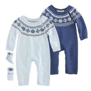 오가닉 코튼 베이비 긴팔 라운드넥 스웨터 니트 베이비 롬퍼스 점프수트 풋 커버 2 종 세트 - Product Image 5